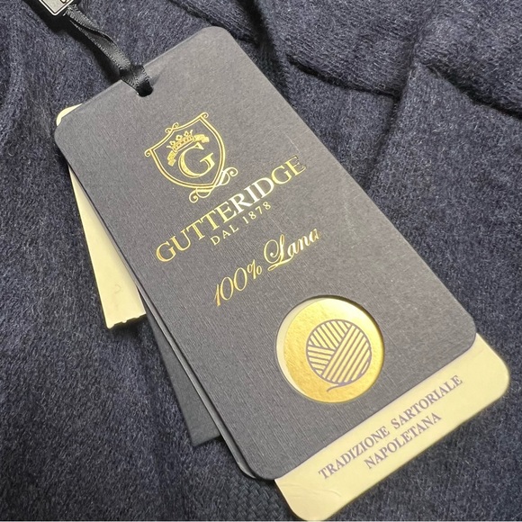 Gutteridge Men's Pure Wool Drawstring Trousers Navy Size IT 54 (US 38) NWT - Picture 4 of 14